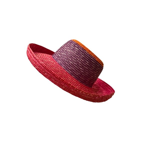 2-Two Tone Straw Beach Hat Set